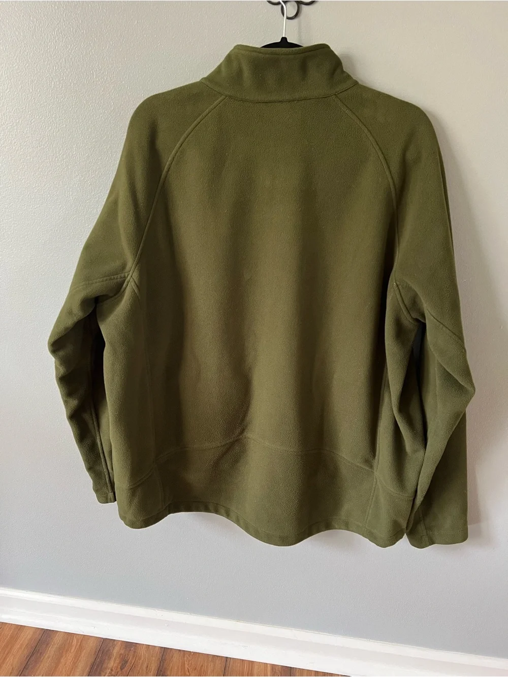 Lands' End Men's Olive Full-Zip Fleece Jacket XL 46/48 Adjustable Wrists